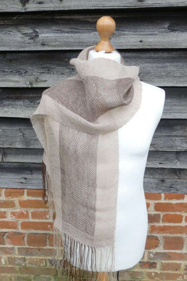 loose weave scarf alpaca oatmeal wrapped