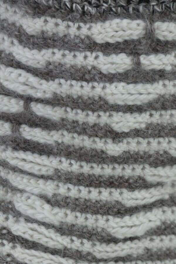 grey and white stripe cowl detail