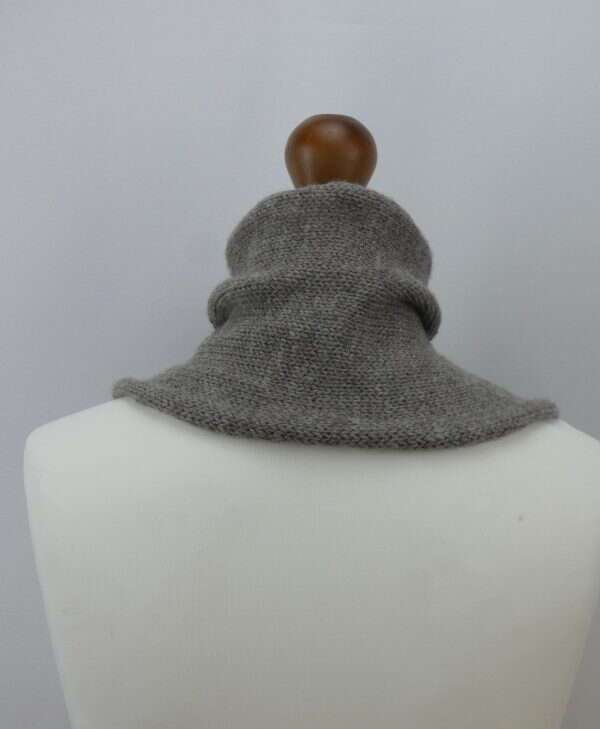 shetland wool snood. Mid grey. Machine knit