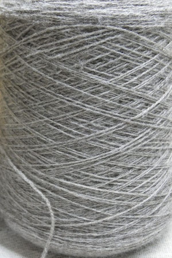 dark grey laceweight Shetland yarn on cone close up