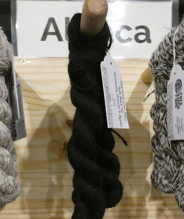black alpaca yarn in skein