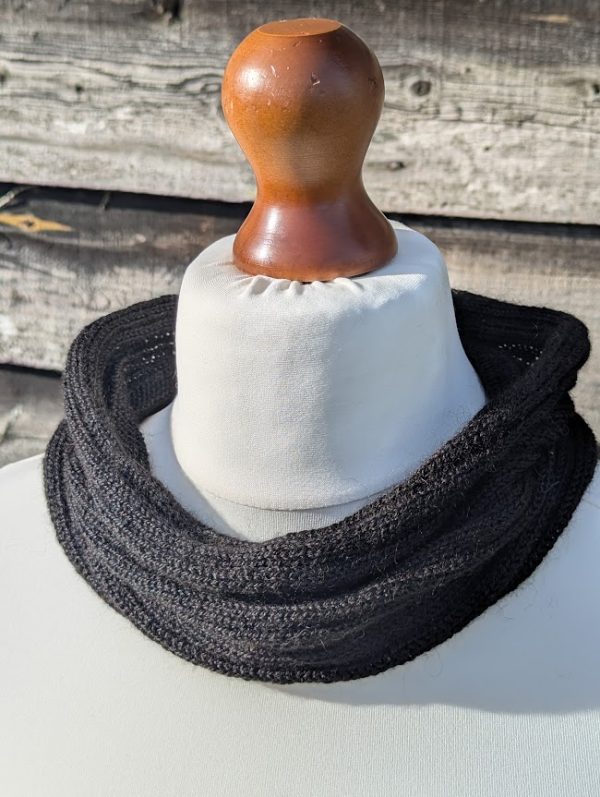 black alpaca snood on display dummy