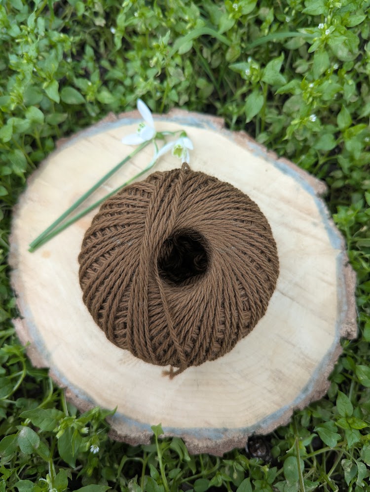 soft alpaca yarn in a driftwood brown colour. 50g ball