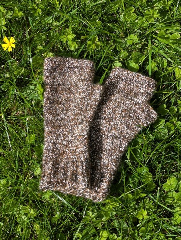 Alpaca wrist warmers in Gravel - Image 2