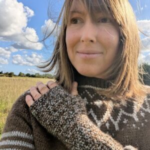 alpaca wrist warmers in multi coloured yarn