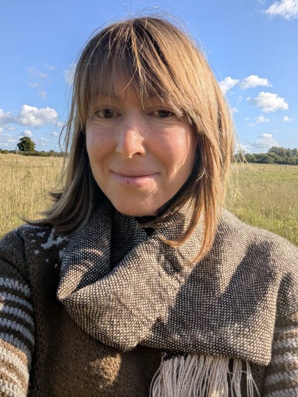Dark brown and cream suri alpaca scarf