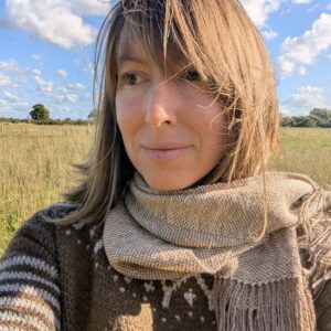 suri alpaca woven scarf in soft cream and brown