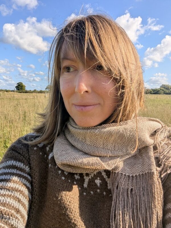 suri alpaca woven scarf in soft cream and brown
