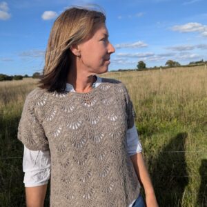 ripple pattern crochet t shirt in slate grey alpaca