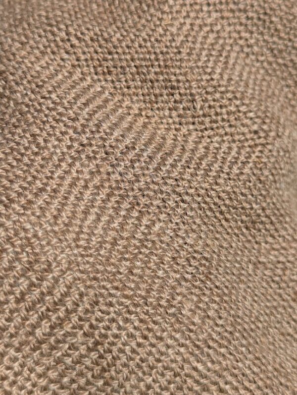 close up of dormouse brown suri alpaca scarf