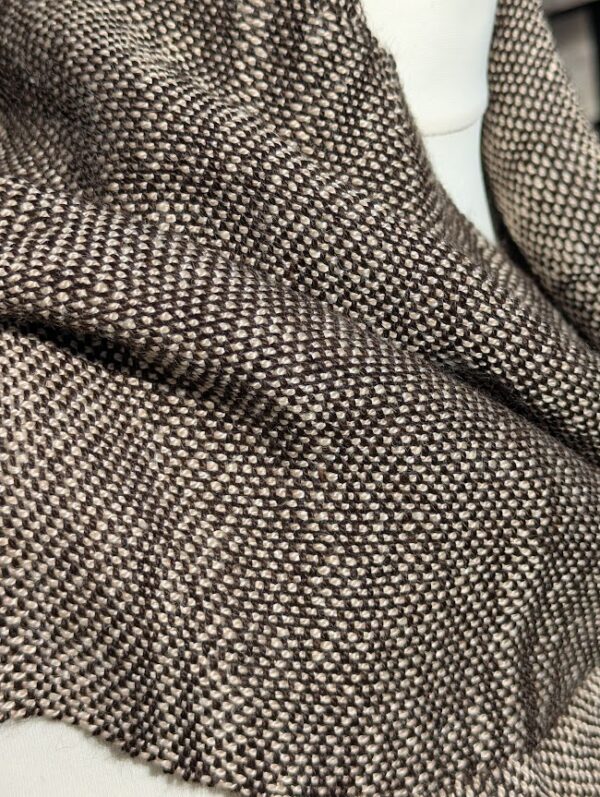 Woven alpaca scarf in dark brown and cream - Image 5