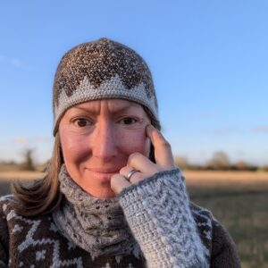 dove grey alpaca wrist warmers with cable pattern